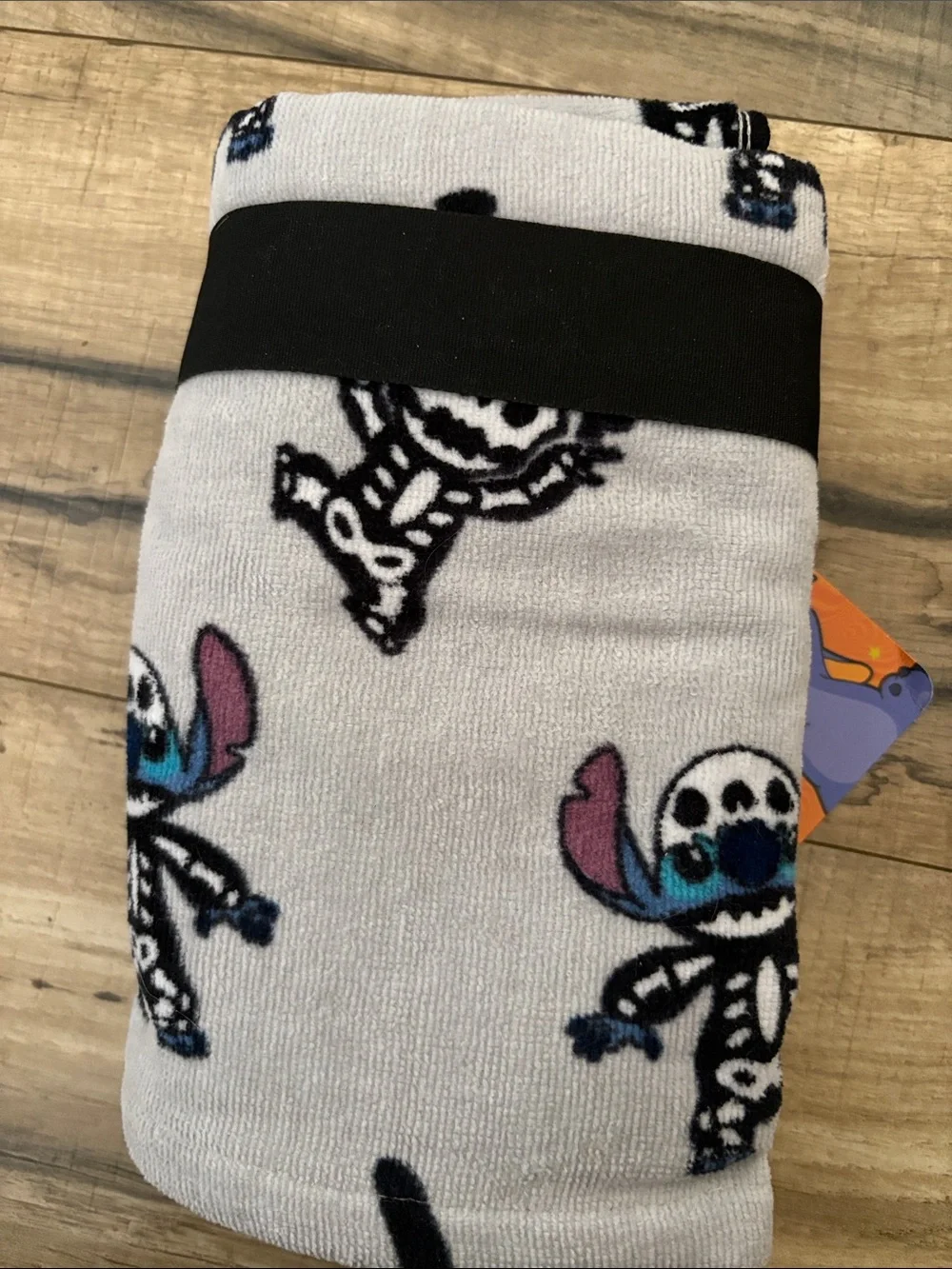 Set of Two Disney Stitch Halloween hand Towels Light Gray, Blue & Black